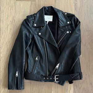 Maje Black Leather Biker Jacket